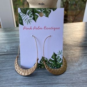 Gold Hammered Oval Hoop Earrings